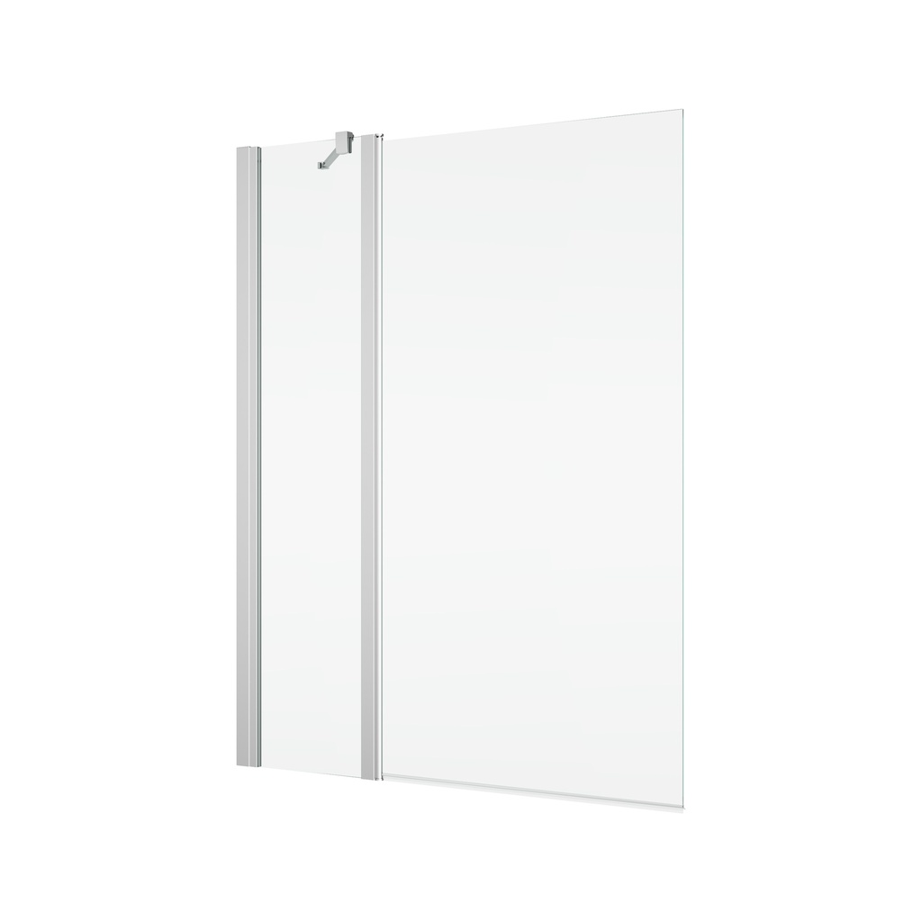 [1613M0494] Pare-baignoire pivotant partiel Solino 88-90 cm, H 150 cm, 1 panneau avec partie fixe protection Aquaperle, verre vérit. clair cleaneffect, réversible, argent extra brillant