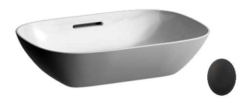 [1624C0768] Lavabo à poser INO 50 x 35 cm, sans trou robin., SaphirCéramique avec trop-plein, standard, noir mat