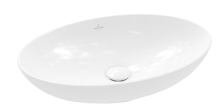 [1624S0258] Lavabo à poser Loop & Friends 56 x 38 cm, céramique, ovale sans trop-plein, cleaneffect, Stone White