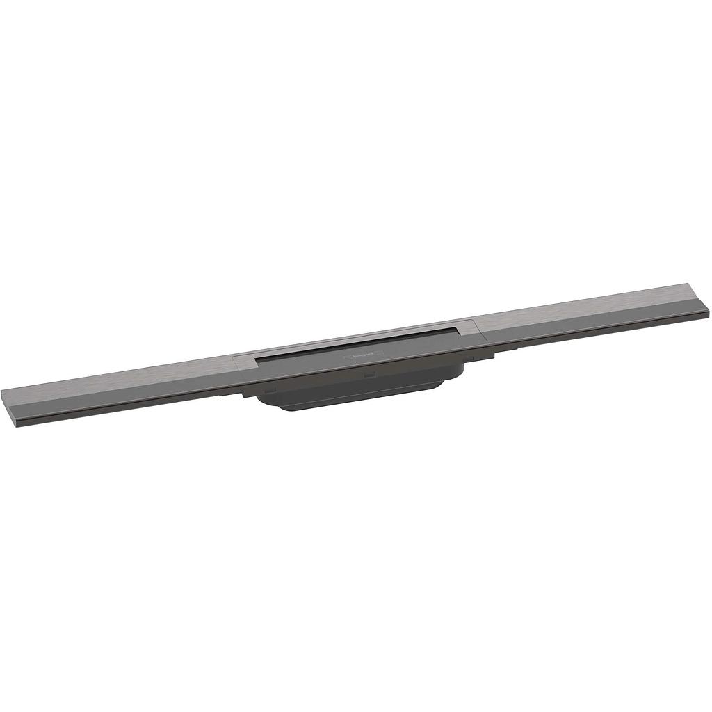 [1620C1879] Rigole de douche RAINDRAIN FLEX 80 cm, recouvrement design insert amovible raccourcissable pour montage libre, sans corps à encastrer 01000180/01001180/01002180, noir-chromé brossé