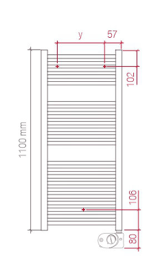 Radiateur sèche-serviettes SAMI Cintré, H 111 x L 50 cm, 300 W, électrique, thermostat SMART Plus, chromé