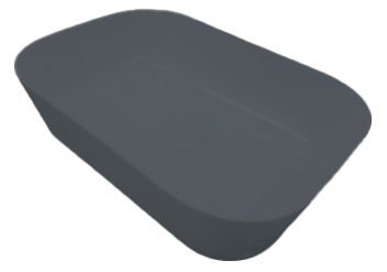 [1616C4154] Vasque à poser BLADE 18 carrée - bord arrondi, en céramique, 55x38 cm H. 15.5 cm sans trop-plein, sans bonde, anthracite mat