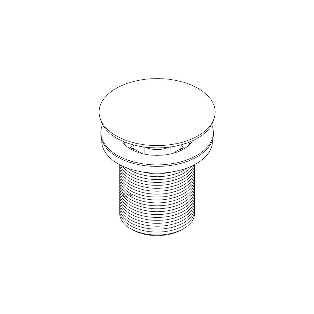 [1614C0734] Bonde soupape d'écoulement libre (pas de fermeture) 1 1/4", ajustable de min. 0 à max. 50 mm, diam. 64 mm, pour lavabo sans trop-plein (THEO) - cache-bonde en Tecnoril blanc mat