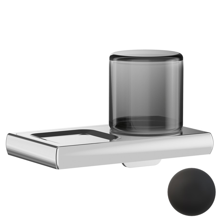 [1690C1476] Distributeur de savon avec tablette CLAIRE distributeur de savon à droite, verre fumé, noir mat