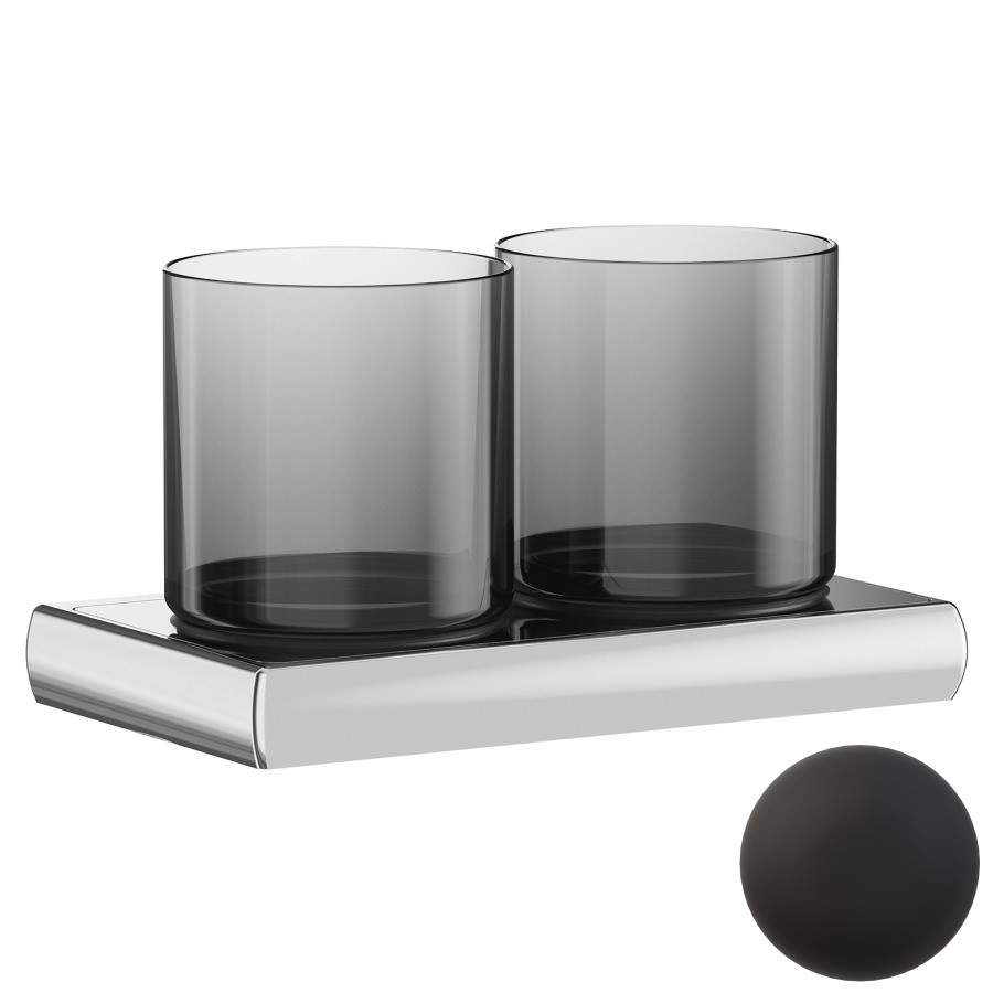 [1690C1482] Porte-verre double CLAIRE, verre fumé, noir mat