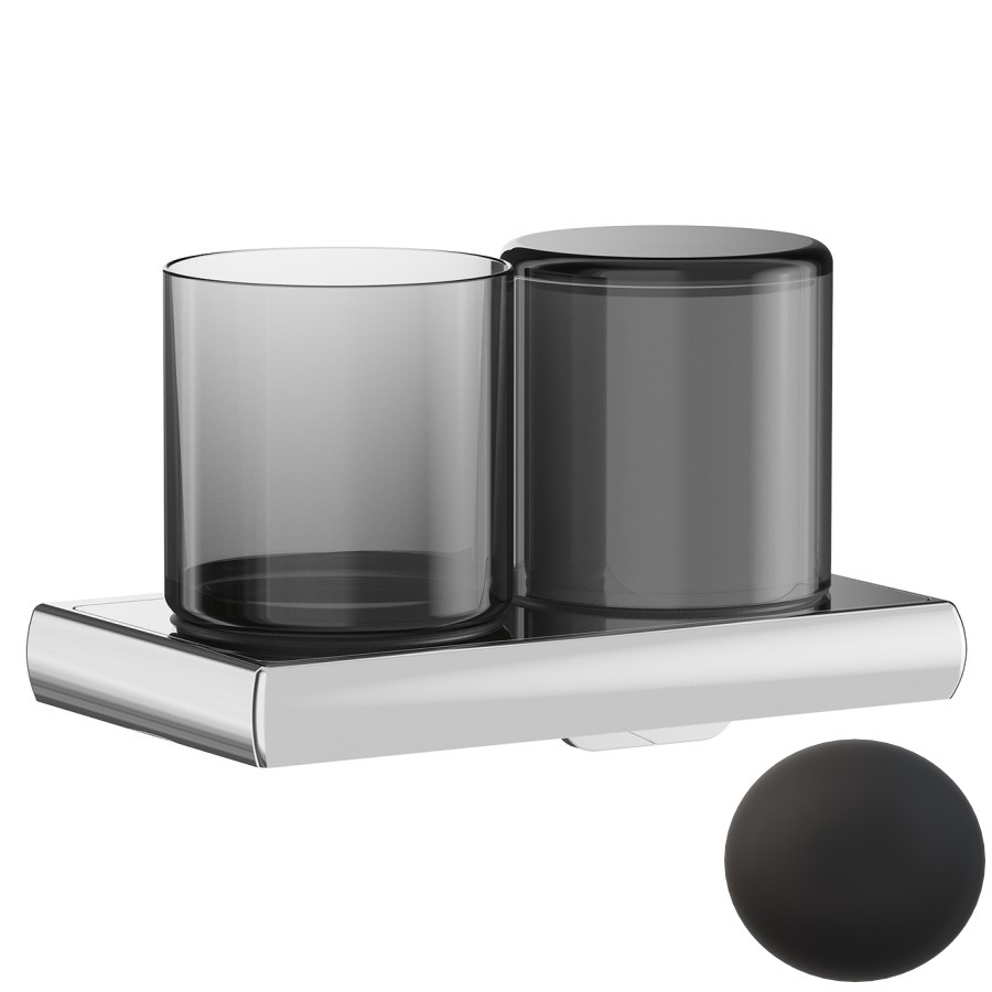 [1690C1486] Distributeur de savon/Porte-verre CLAIRE, verre fumé, noir mat