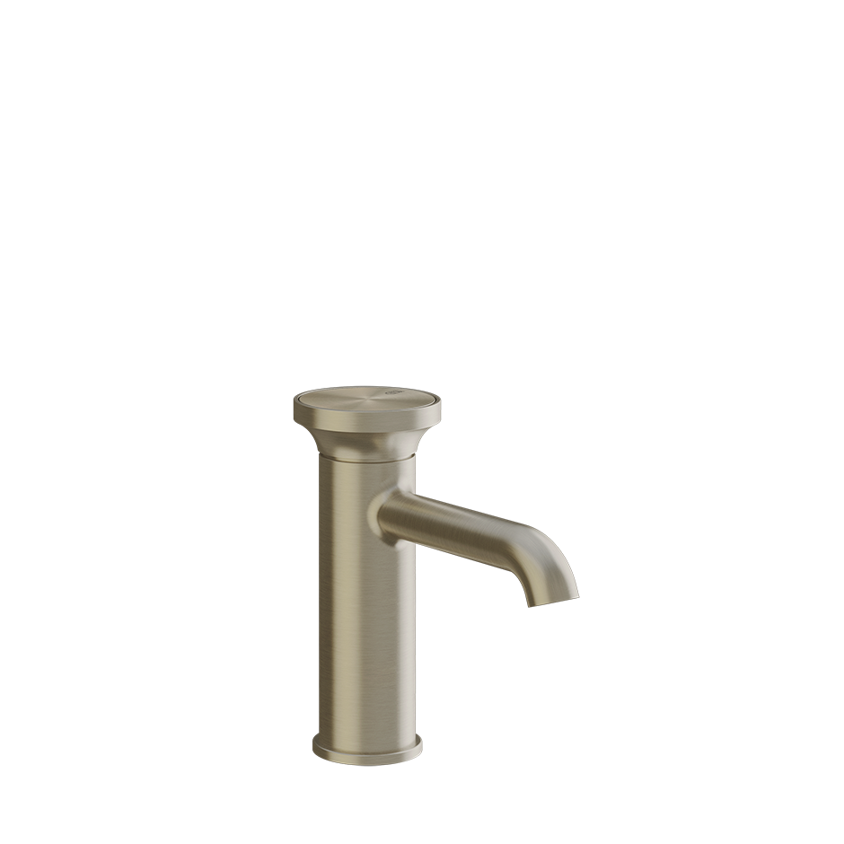 [1621C1845] Mitigeur lavabo ORIGINI S 131 mm H goulot 100 mm sans vidage, avec flexibles de raccordement. Insert en finition inclus. Combiner avec finitions différentes avec insert 66600 ou insert ART 66602, 727 Brass Brushed PVD