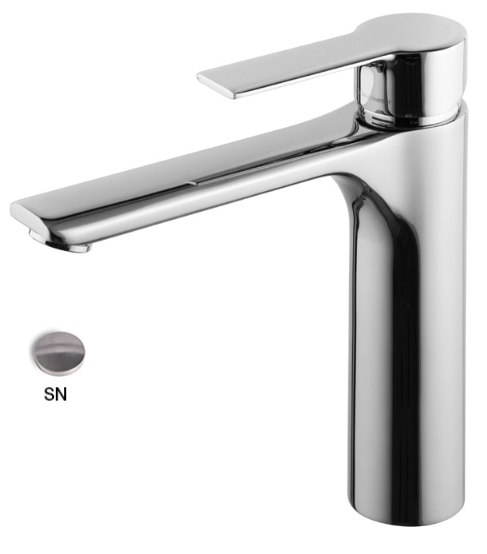 [1621H0930] Mélangeur de lavabo MAST, S 158 mm Hauteur jusqu'à l'aérateur 157 mm sans vidage et bonde, nickel brossé