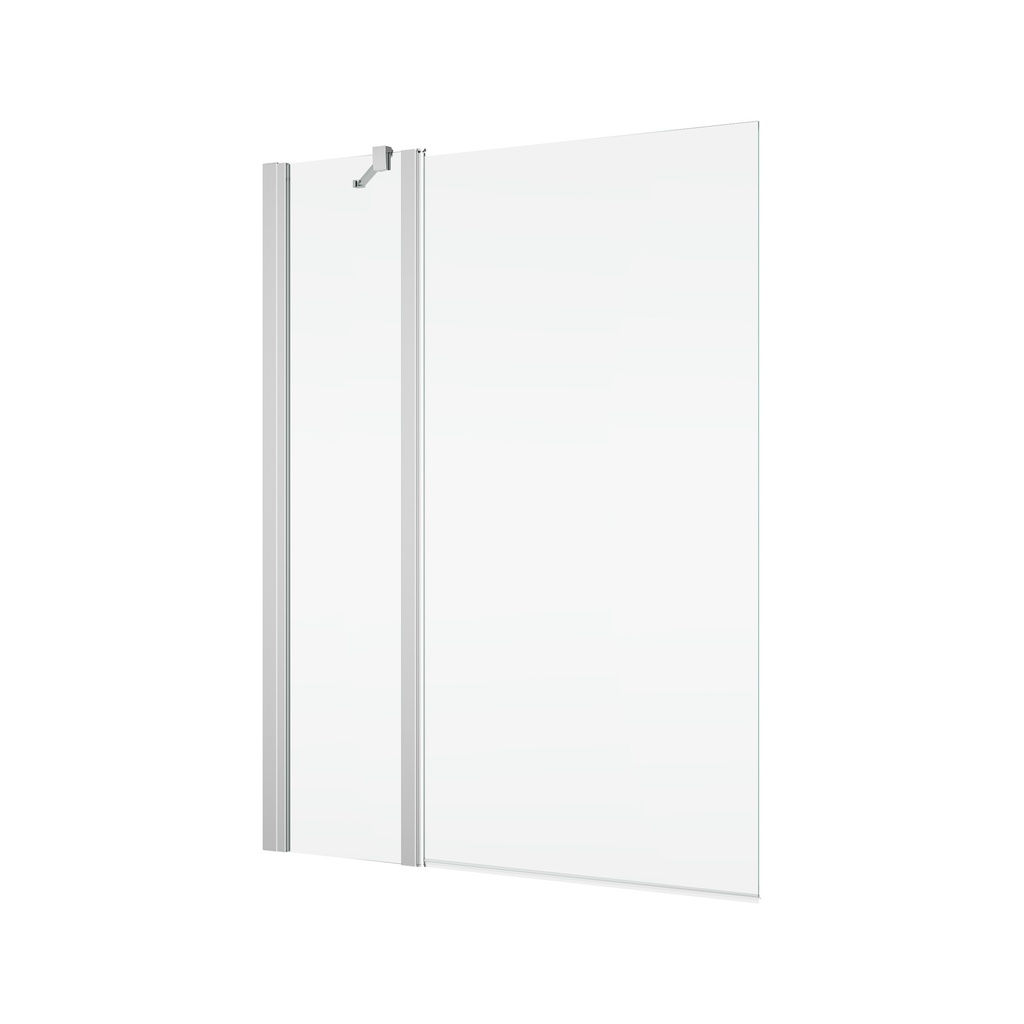 [1613M0500] Pare-baignoire pivotant partiel Solino 98-100 cm, H 150 cm, 1 panneau avec partie fixe protection Aquaperle, verre vérit. clair cleaneffect, réversible, argent extra brillant
