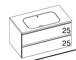 [1616C4204] Ensemble SLIM 60 - lavabo 61 cm céramique blanc brillant -  trop-plein rond en finition chromé - élément inférieur sous-lavabo, L60xH51.6xP51.5 cm, Caisson int. 10F-Nob.Grigio fumé, 2 Tiroirs 25/25 cm - corps/faces mélaminé, Finitions Dekorativo 3D, couleur à choix, SYSTEM M1, poignée Surf (gorge supérieure et centrale)