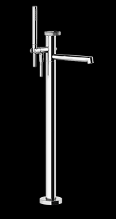 [1621C1874] Mélangeur de bain ANELLO modèle à colonne S 260 mm, goulot fixe H jusqu'à l'aérateur 714-794 mm avec colonne pour montage à pose libre, tuyau, douche à main sans corps à encastrer 46189, 706 Black Metal PVD