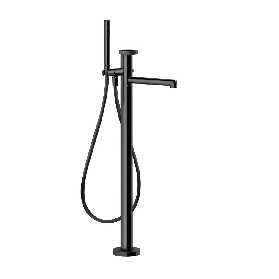 [1621C1874] Mélangeur de bain ANELLO modèle à colonne S 260 mm, goulot fixe H jusqu'à l'aérateur 714-794 mm avec colonne pour montage à pose libre, tuyau, douche à main sans corps à encastrer 46189, 706 Black Metal PVD