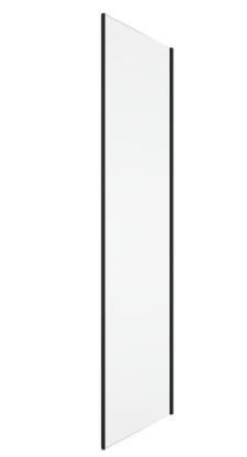 [1613C0506] Cloison latérale Amalia 90 cm, H 200 cm pour porte coulissante connexion à 90° côté partie fixe protection Aquaperle, verre vérit. clair cleaneffect, noir mat
