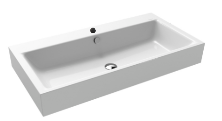 [1624C0785] Lavabo à poser Puro 90 x 46 x 12 cm, acier matériel de fixation garniture de trop-plein avec trop-plein, 1 trou robin., cleaneffect, blanc