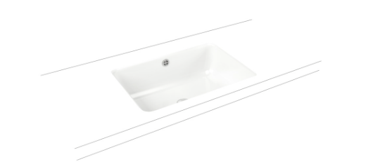 [1624C0787] Lavabo à encastrer Cayono 59,6 x 42,6 x 17,3 cm, acier avec trop-plein, encastrement par dessous, sans trou robin., cleaneffect, standard, blanc