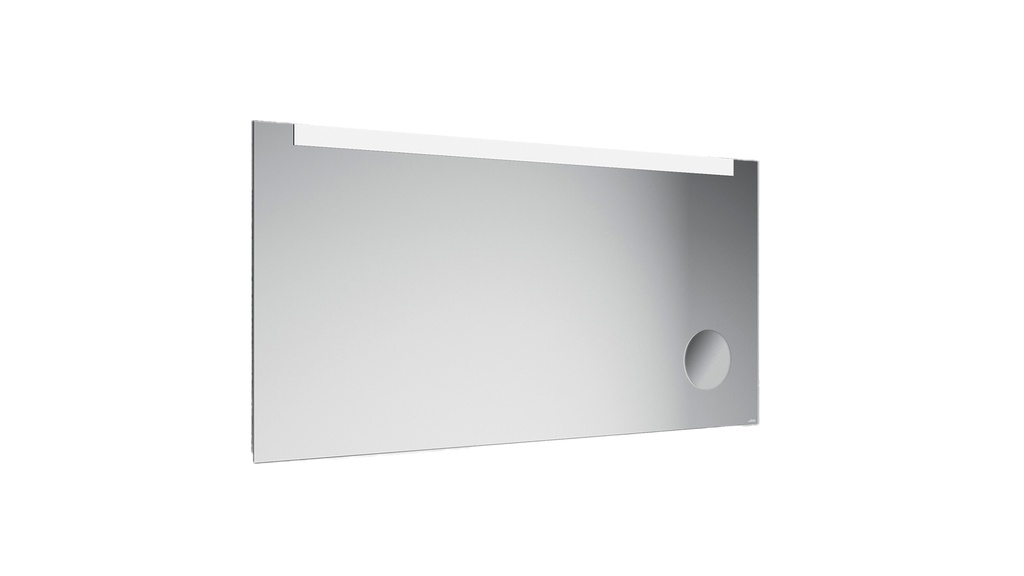 [1617C0571] Miroir avec éclairage ORSERA+ 80x80x4.5 cm, avec miroir grossissant, cadre aluminium gris, verre 4 mm, IP44, Eclairage LED dimmable 2700k-6000k, Illumination frontale positionné dans la partie supérieur et lumière d'environnement diffusée à l'arrière