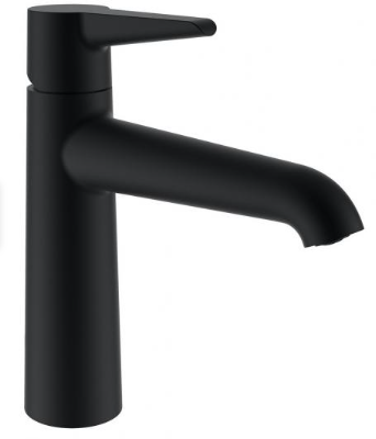 [1621C1907] Mélangeur de lavabo Pure S 140 mm, goulot fixe Eco+, eau froide par position du levier au milieu sans vidage, classe énergétique A, groupe acoustique I, PVD titane noir mat