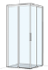 [1613H0420] Entrée diagonale S404Plus (100/80) 96,5-98 x 76,5-78 cm H 200 cm, cadre partiel portes coulissantes 2 panneaux MESURES EXACTES SELON PRISE DE MESURE, verre véritable clair (côté court à droite ou à gauche vu extérieur à indiquer à la cde), argent poli