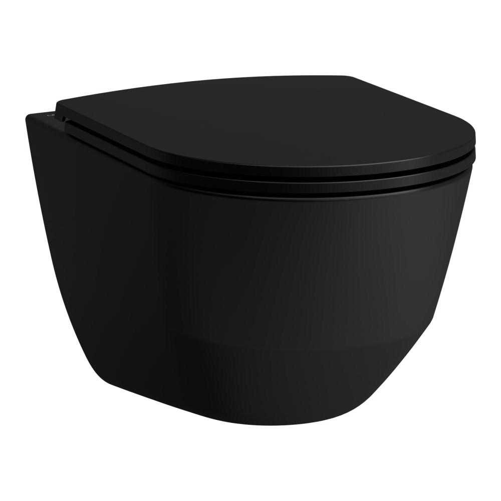 [1625C0273] Cuvette murale PRO UP rimless, céramique pour chasse d'eau à encastrer matériel de fixation, standard, noir mat