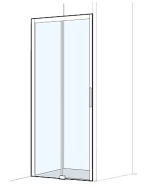 [1613H0449] Porte coulissante S404PLUS NICHE 136-139 cm, H 200 cm cadre partiel, 2 panneaux partie fixe à gauche MESURES EXACTES SELON PRISE DE MESURE, verre véritable clair, argent poli