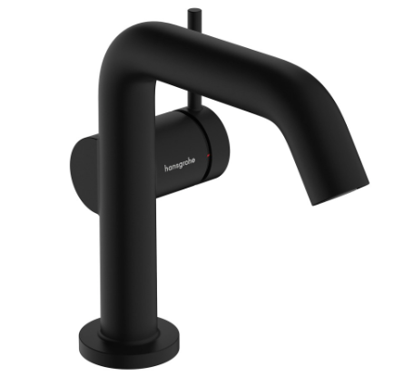 [1621C1957] Mélangeur de lavabo TECTURIS S 110 Fine S 130 mm, goulot fixe hauteur d'écoulement 112 mm EcoSmart+, CoolStart - eau froide par position de levier au milieu, sans garniture d'écoulement, débit 4 l/min, noir mat