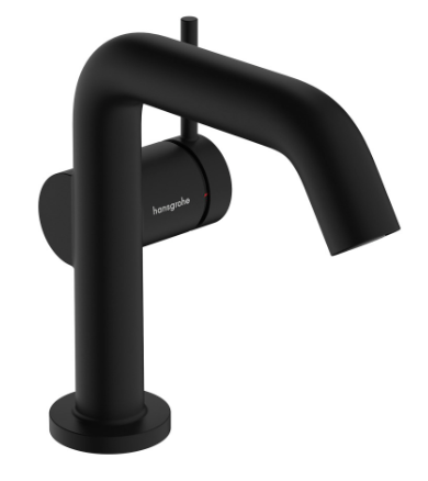 [1621C1959] Mélangeur de lavabo TECTURIS S 110 Fine S 130 mm, goulot fixe hauteur d'écoulement 112 mm EcoSmart+, CoolStart - eau froide par position de levier au milieu, avec vidage Push-Open, débit 4 l/min, noir mat
