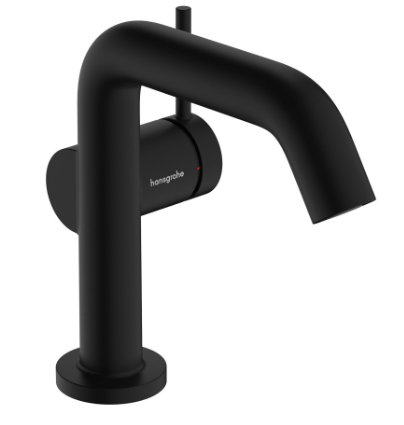 [1621C1962] Mélangeur de lavabo TECTURIS S 110 Fine S 130 mm, goulot fixe hauteur d'écoulement 112 mm EcoSmart+, CoolStart - eau froide par position de levier au milieu, avec vidage excentrique, débit 4 l/min, noir mat
