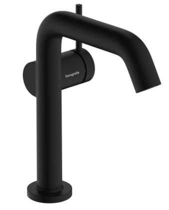 [1621C1964] Mélangeur de lavabo TECTURIS S 150 Fine S 139 mm, goulot fixe hauteur d'écoulement 151 mm EcoSmart+, CoolStart - eau froide par position de levier au milieu, sans garniture d'écoulement, débit 4 l/min, noir mat