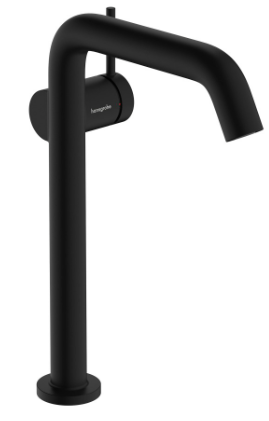 [1621C1970] Mélangeur de lavabo TECTURIS S 240 Fine S 167 mm, goulot fixe hauteur d'écoulement 230 mm EcoSmart+, CoolStart - eau froide par position de levier au milieu, avec vidage Push-Open, débit 4 l/min, noir mat