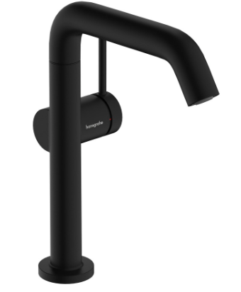 [1621C1972] Mélangeur de lavabo TECTURIS S 210 Fine S 154 mm, goulot orientable hauteur d'écoulement 187 mm EcoSmart+, CoolStart - eau froide par position de levier au milieu, avec vidage Push-Open, débit 4 l/min, noir mat