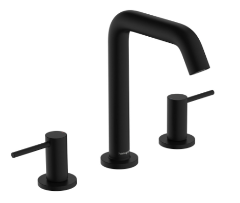 [1621C1974] Batterie à 3 trous Tecturis S 150, S 139 mm, goulot fixe hauteur d'écoulement 152 mm EcoSmart+, avec vidage Push-Open, débit 4 l/min, noir mat