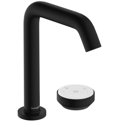 [1621C1976] Mélangeur à 2 trous TECTURIS S 150, S 139 mm, goulot fixe hauteur d'écoulement 151 mm EcoSmart+, CoolStart - eau froide par position de levier au milieu, avec vidage excentrique, noir mat