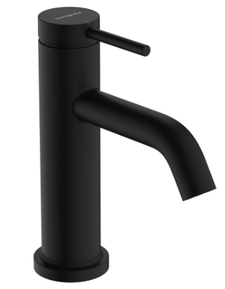 [1621C1986] Mélangeur de lavabo TECTURIS S 80, S 108 mm, goulot fixe hauteur d'écoulement 80 mm EcoSmart+, sans garniture d'écoulement, débit 4 l/min, noir mat