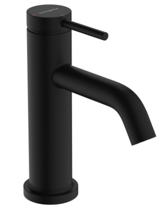 [1621C1988] Mélangeur de lavabo TECTURIS S 80, S 108 mm, goulot fixe hauteur d'écoulement 80 mm EcoSmart+, CoolStart - eau froide par position de levier au milieu, sans garniture d'écoulement, débit 4 l/min, noir mat