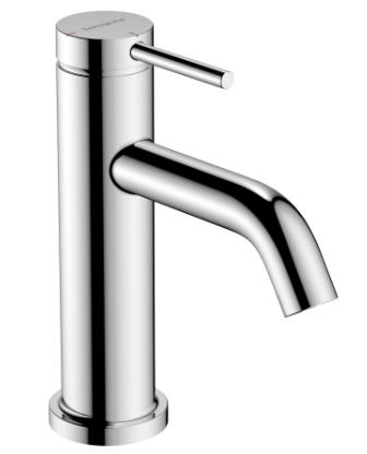 [1621C1989] Mélangeur de lavabo TECTURIS S 80, S 108 mm, goulot fixe hauteur d'écoulement 80 mm EcoSmart+, CoolStart - eau froide par position de levier au milieu, avec vidage excentrique, débit 4 l/min, chromé