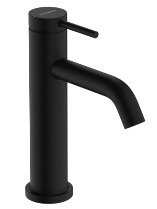 [1621C1992] Mélangeur de lavabo TECTURIS S 110, S 116 mm, goulot fixe hauteur d'écoulement 105 mm EcoSmart+, sans garniture d'écoulement, débit 4 l/min, noir mat