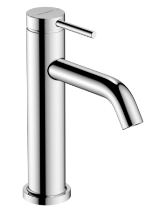 [1621C1995] Mélangeur de lavabo TECTURIS S 110, S 116 mm, goulot fixe hauteur d'écoulement 105 mm EcoSmart+, CoolStart - eau froide par position de levier au milieu, avec vidage excentrique, débit 4 l/min, chromé