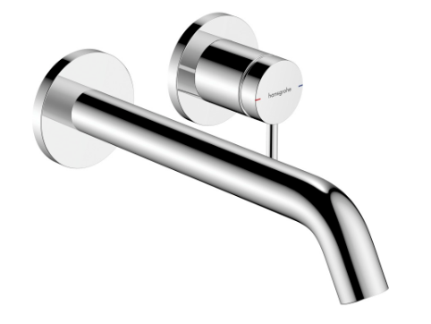 [1621C2005] Mélangeur mural à 2 trous TECTURIS S UP set de montage final S 225 mm, goulot fixe EcoSmart+, débit 4 l/min sans corps à encastrer 757 055, chromé