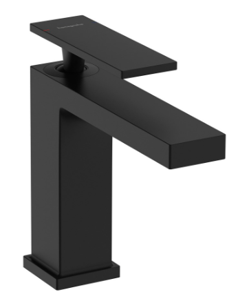 [1621C2019] Mélangeur de lavabo TECTURIS E 110, S 144 mm, goulot fixe hauteur d'écoulement 117 mm EcoSmart+, avec vidage excentrique, débit 4 l/min, noir mat