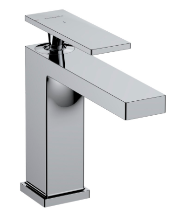 [1621C2020] Mélangeur de lavabo TECTURIS E 110, S 144 mm, goulot fixe hauteur d'écoulement 117 mm EcoSmart+, CoolStart - eau froide par position de levier au milieu, avec vidage excentrique, débit 4 l/min, chromé