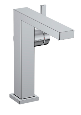 [1621C2030] Mélangeur de lavabo TECTURIS E 150 Fine S 157 mm, goulot fixe hauteur d'écoulement 173 mm EcoSmart+, CoolStart - eau froide par position de levier au milieu, sans garniture d'écoulement, débit 4 l/min, chromé