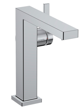 [1621C2032] Mélangeur de lavabo TECTURIS E 150 Fine S 157 mm, goulot fixe hauteur d'écoulement 173 mm EcoSmart+, CoolStart - eau froide par position de levier au milieu, avec vidage Push-Open, débit 4 l/min, chromé