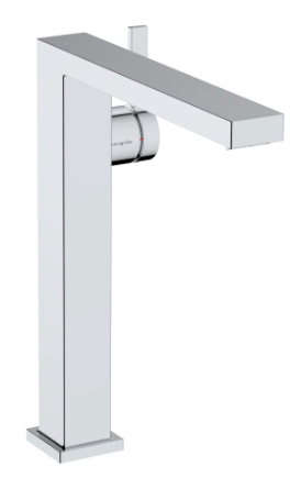 [1621C2034] Mélangeur de lavabo TECTURIS E 240 Fine S 197 mm, goulot fixe hauteur d'écoulement 243 mm EcoSmart+, CoolStart - eau froide par position de levier au milieu, sans garniture d'écoulement, débit 4 l/min, chromé