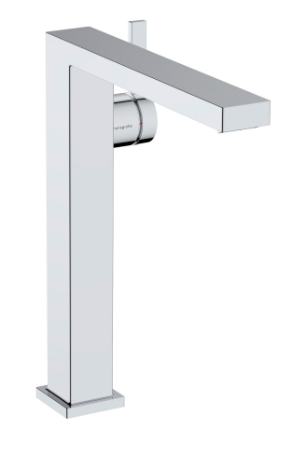 [1621C2036] Mélangeur de lavabo TECTURIS E 240 Fine S 197 mm, goulot fixe hauteur d'écoulement 243 mm EcoSmart+, CoolStart - eau froide par position de levier au milieu, avec vidage Push-Open, débit 4 l/min, chromé