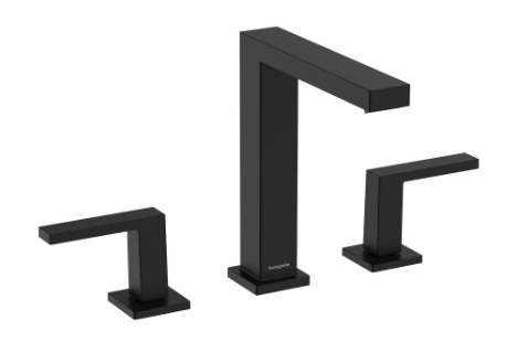 [1621C2041] Batterie à 3 trous Tecturis E 150, S 158 mm, goulot fixe hauteur d'écoulement 173 mm EcoSmart+, avec vidage Push-Open, débit 4 l/min, noir mat