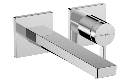 [1621C2052] Mélangeur mural à 2 trous TECTURIS E UP set de montage final S 225 mm, goulot fixe EcoSmart+, débit 4 l/min sans corps à encastrer 757 055, chromé