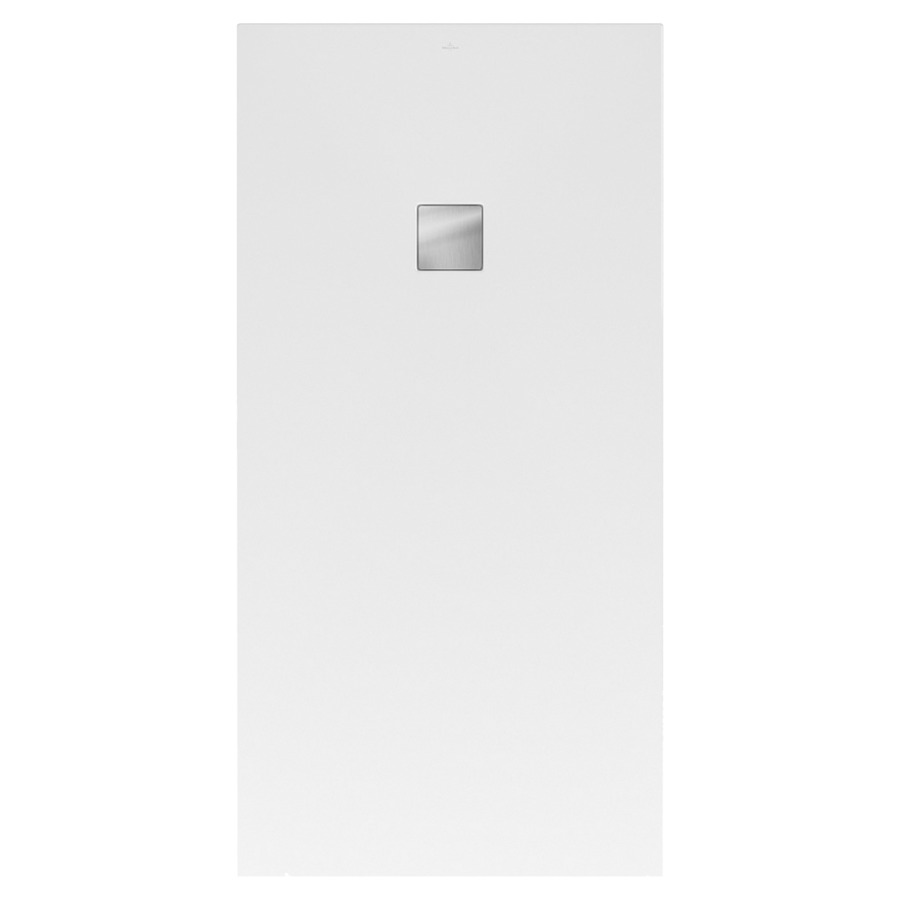 [1620C1954] Plan de douche PLANEO 90 x 180 x 4.8 cm RockLite, écoulement D 90 mm avec cache bonde d'écoulement Pure Metal, sans bonde Tempoflex, standard, blanc