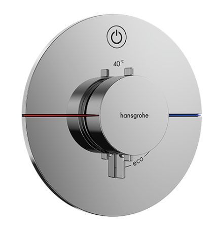[1621C2056] Thermostat SHOWERSELECT COMFORT S UP set de montage final D 15,5 cm, pour commander 1 fonction, robinet Start/Stop bouton Select, débit 20,3 l/min, sans corps à encastrer 757 049, chromé
