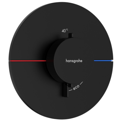 [1621C2063] Thermostat SHOWERSELECT COMFORT S UP set de montage final D 15,5 cm, pour commander 1 fonction, débit 28,8 l/min sans corps à encastrer 757 049, noir mat