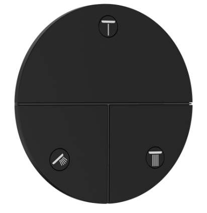 [1621C2065] Robinet UP SHOWERSELECT COMFORT S set de montage final D 15,5 cm, pour commander 3 fonctions, robinet Start/Stop, bouton Select débit 32 l/min, sans corps à encastrer 757 049, noir mat